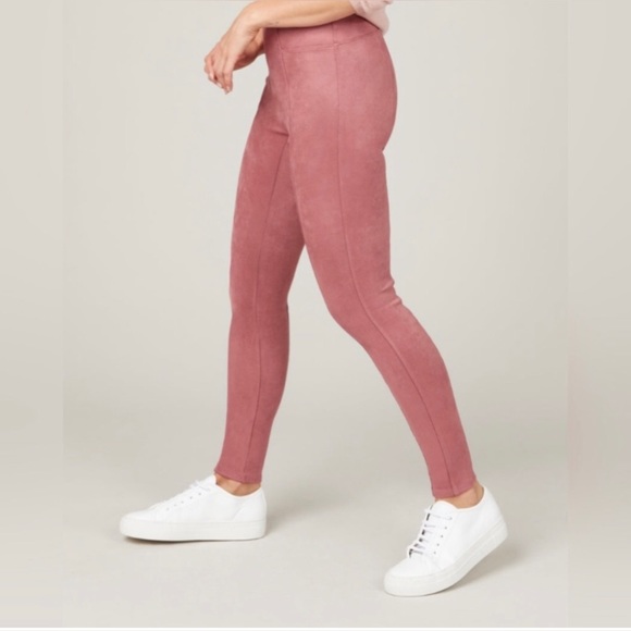 NWT Spanx Faux Suede Leggings Pink Size Medium - Picture 3 of 5